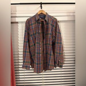 Mens Multicolor Plaid Button Down Shirt